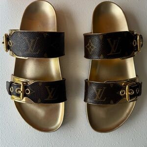 Louis Vuitton Bom Dia Gold Sandal Mule 37 Women’s size 7